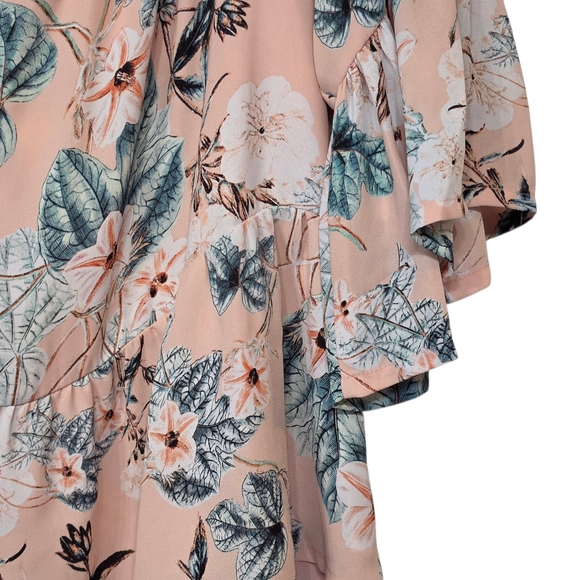 a.n.a A New Approach Pink Flowy Peasant Boho-Style Floral Blouse Lined Size L - Picture 6 of 11